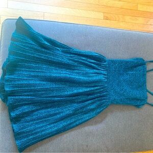 Lulus Party Era Teal Blue (Green hues) Sparkly Lace-Up Dress XS